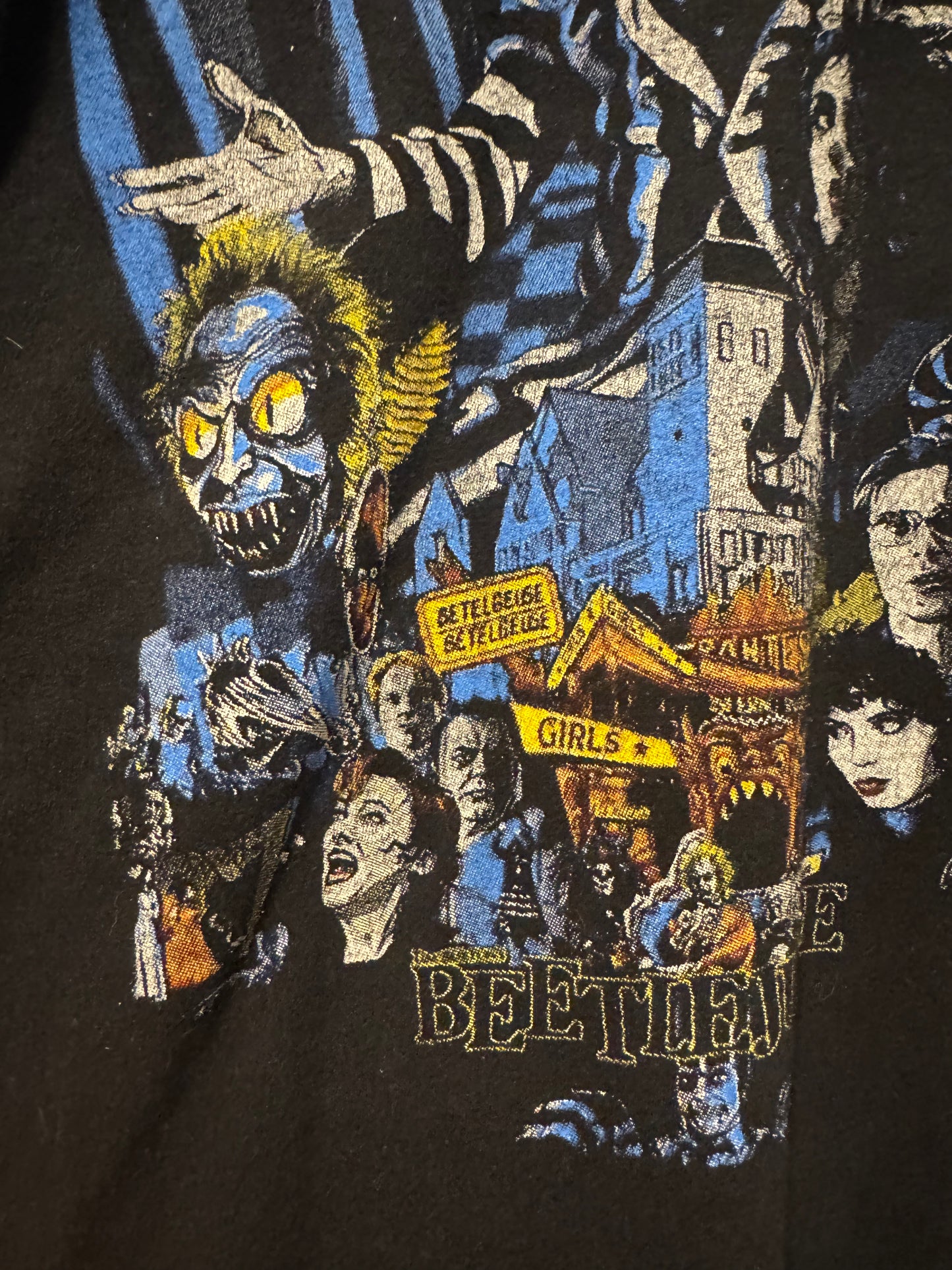 Upcycled Beetlejuice Tie-Dye Draped Sleeve Top – Size L
