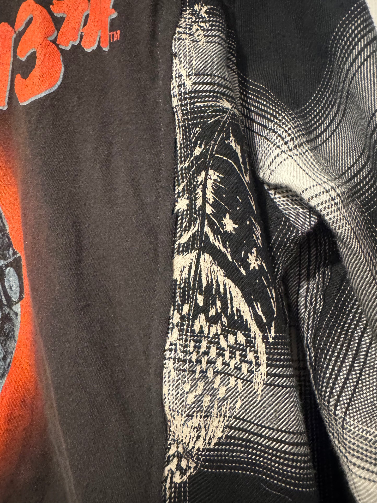 Upcycled Friday the 13th Jason Plaid Lace Flannel – Size L