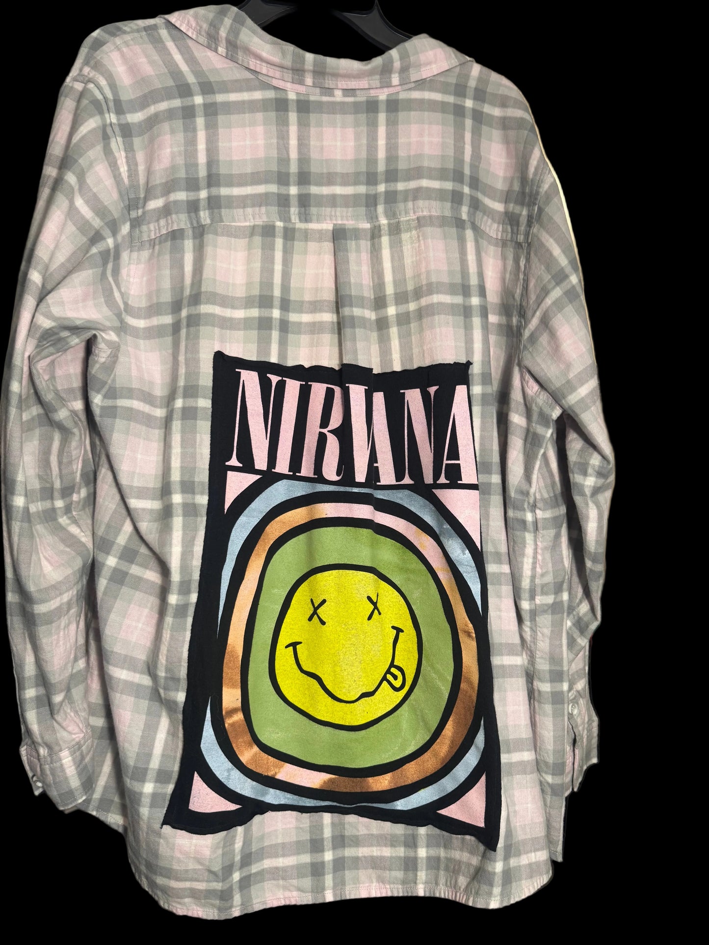 Nirvana Upcycled Flannel | One-of-a-Kind Band Overshirt | Women’s 1XL