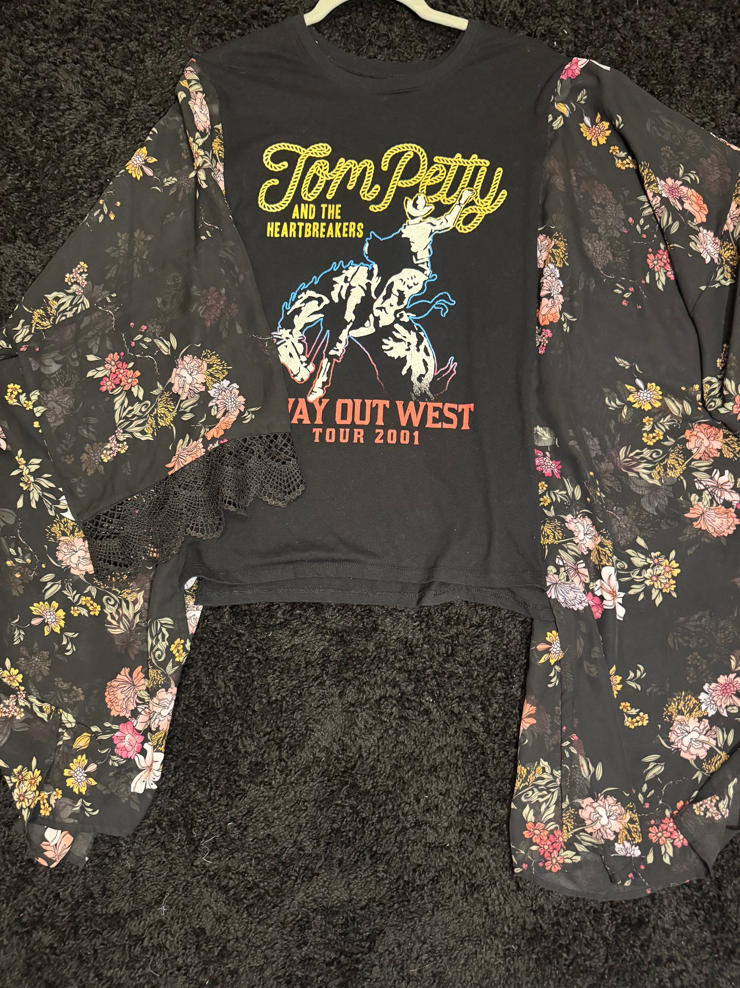 Tom Petty Upcycled Floral Boho Top