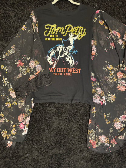 Tom Petty Upcycled Floral Boho Top