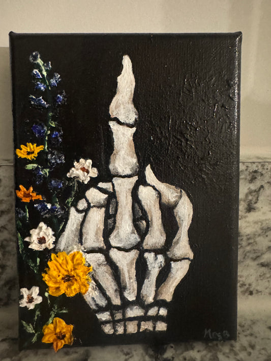 Skeleton Hand with Wildflowers