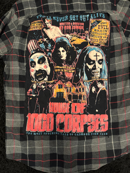Upcycled Horror Graphic Plaid Flannel – One of a Kind