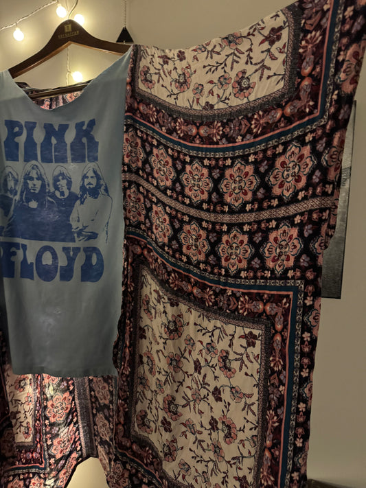 Pink Floyd Upcycled Boho Kimono | One-of-a-Kind Festival Cardigan