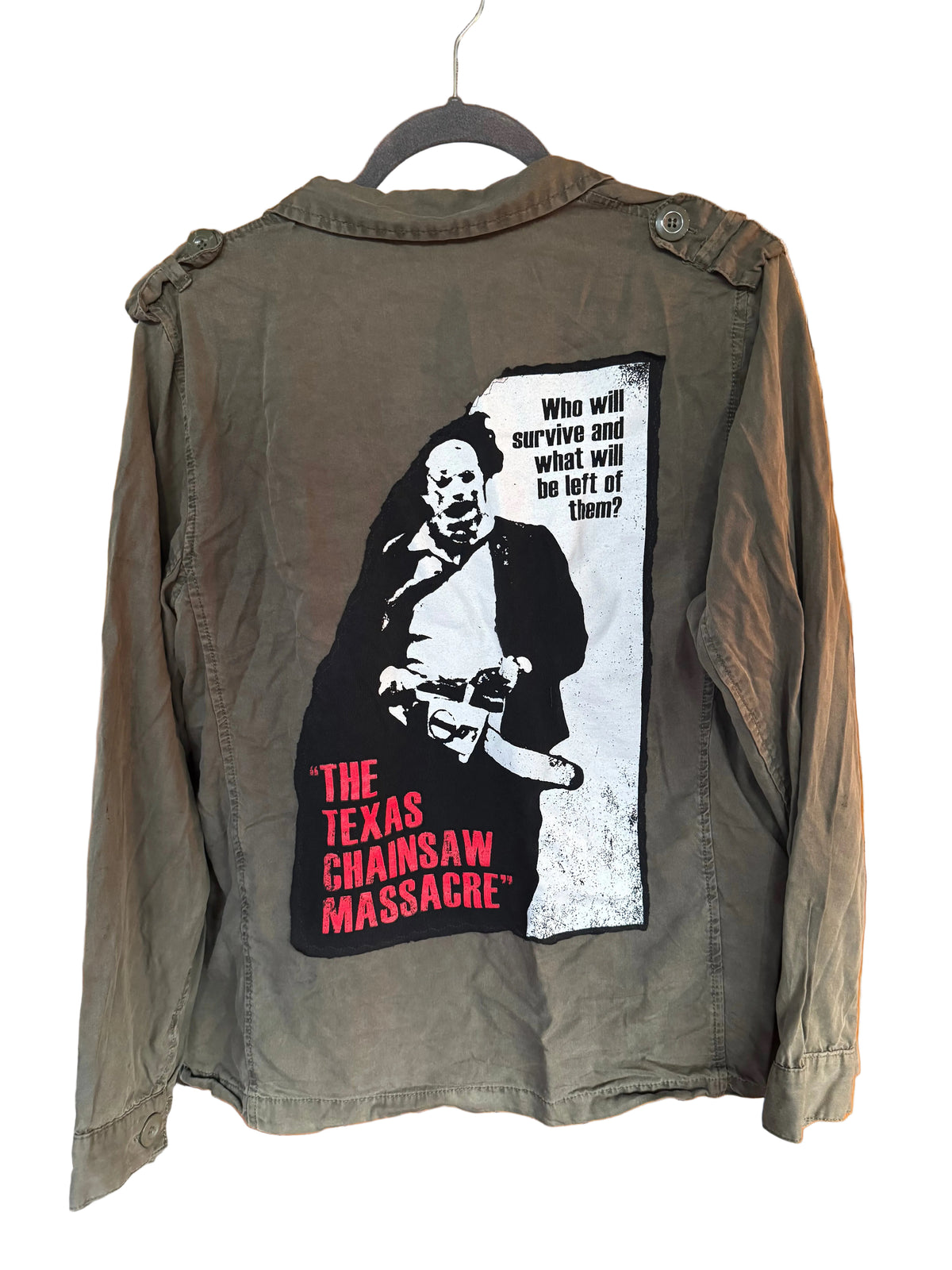 Texas Chainsaw Massacre Upcycled Utility Shirt – One-of-a-Kind – M