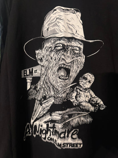 Nightmare on Elm Street Reworked Tie-Dye Draped Sleeve Tee – Medium