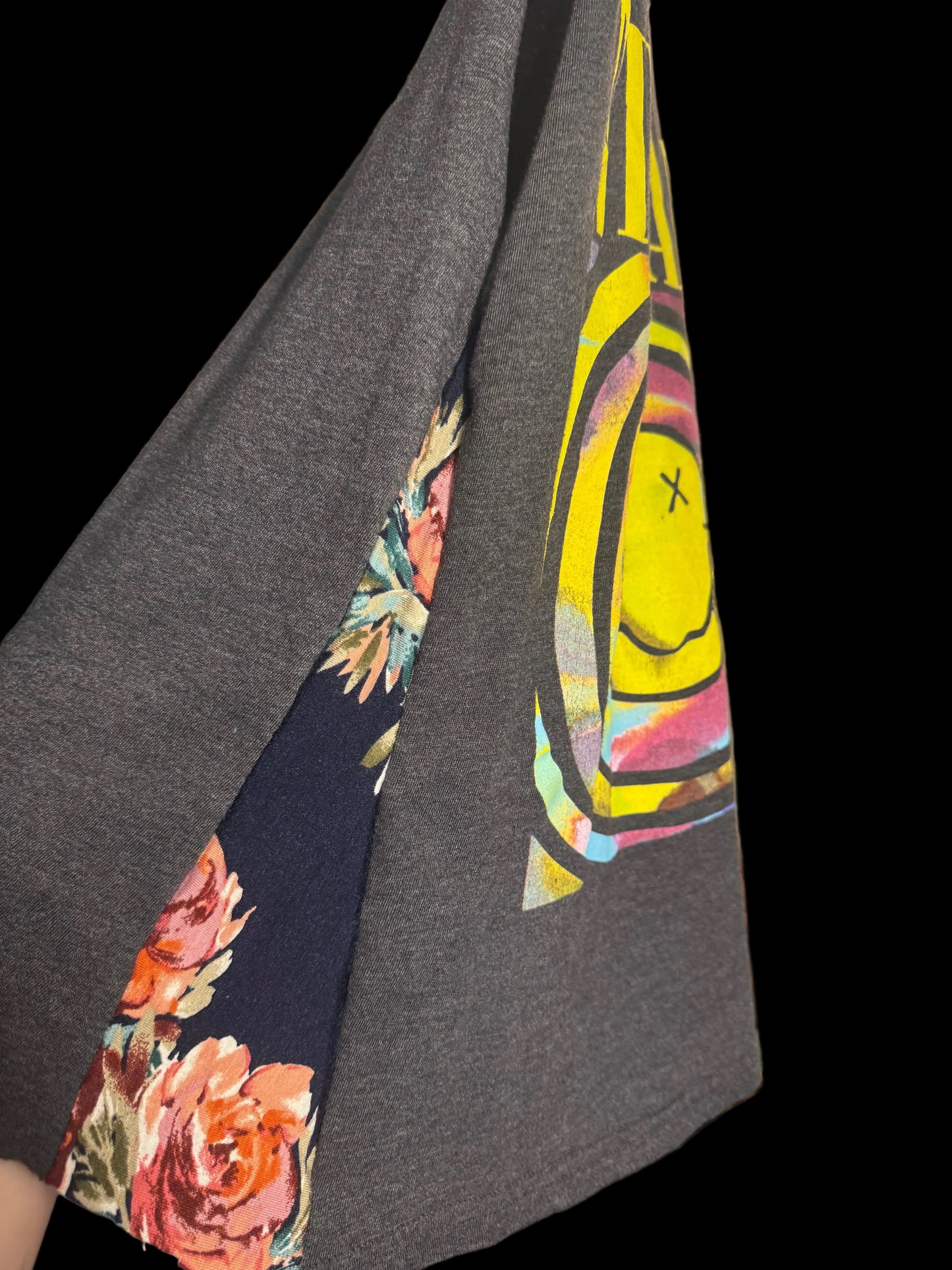 Upcycled Nirvana Side Panel Tank | Handmade Floral Band Top | Women’s S/M