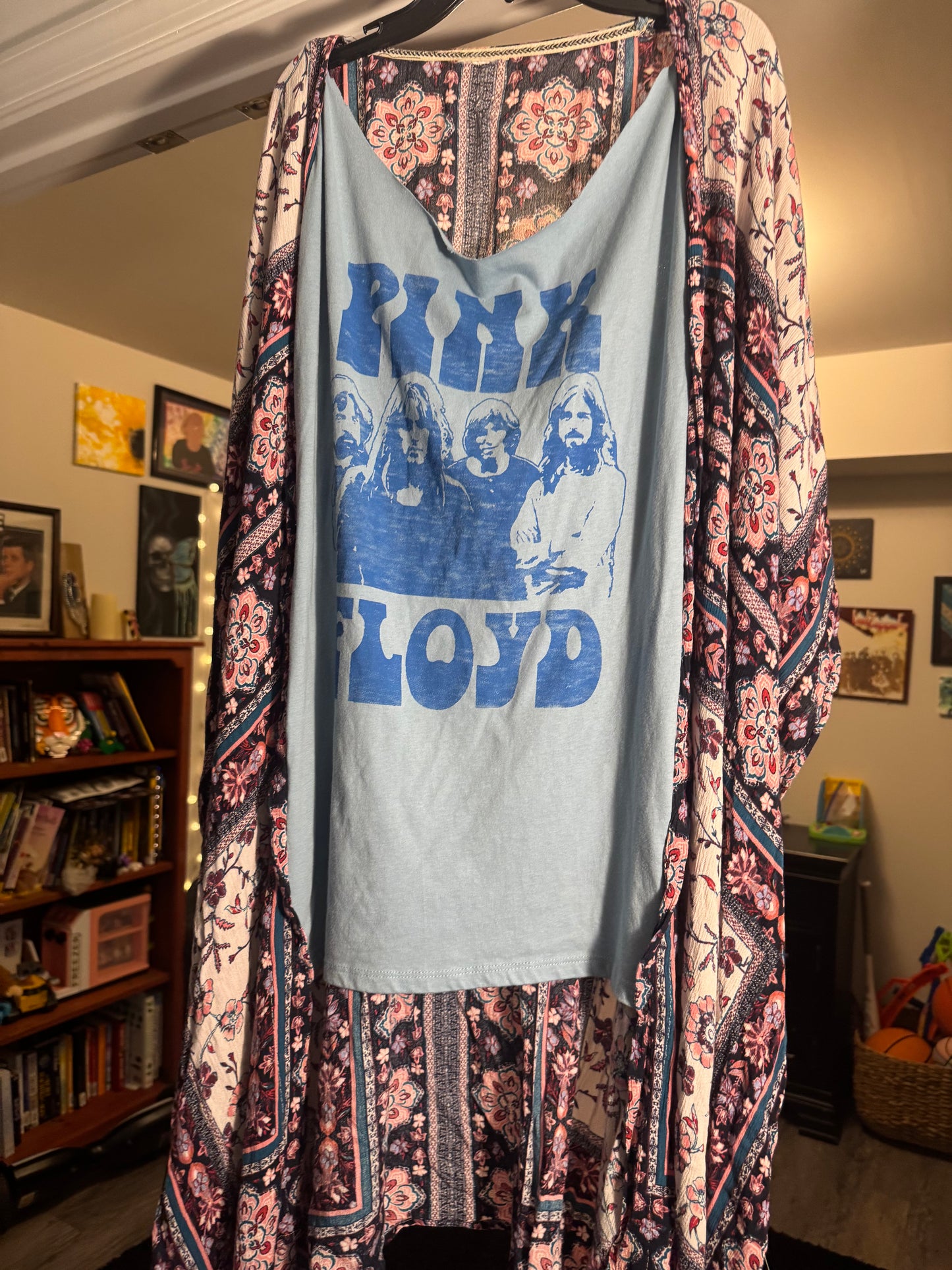 Pink Floyd Upcycled Boho Kimono | One-of-a-Kind Festival Cardigan