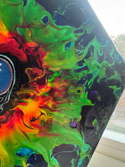 Original Grateful Dead Inspired Hexagon Acrylic Pour