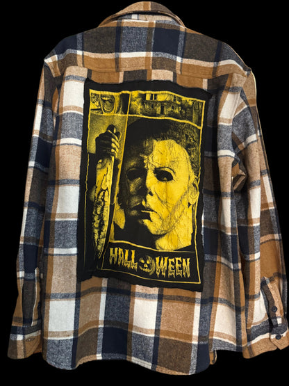 One-of-a-Kind Upcycled Halloween Horror Flannel – XL