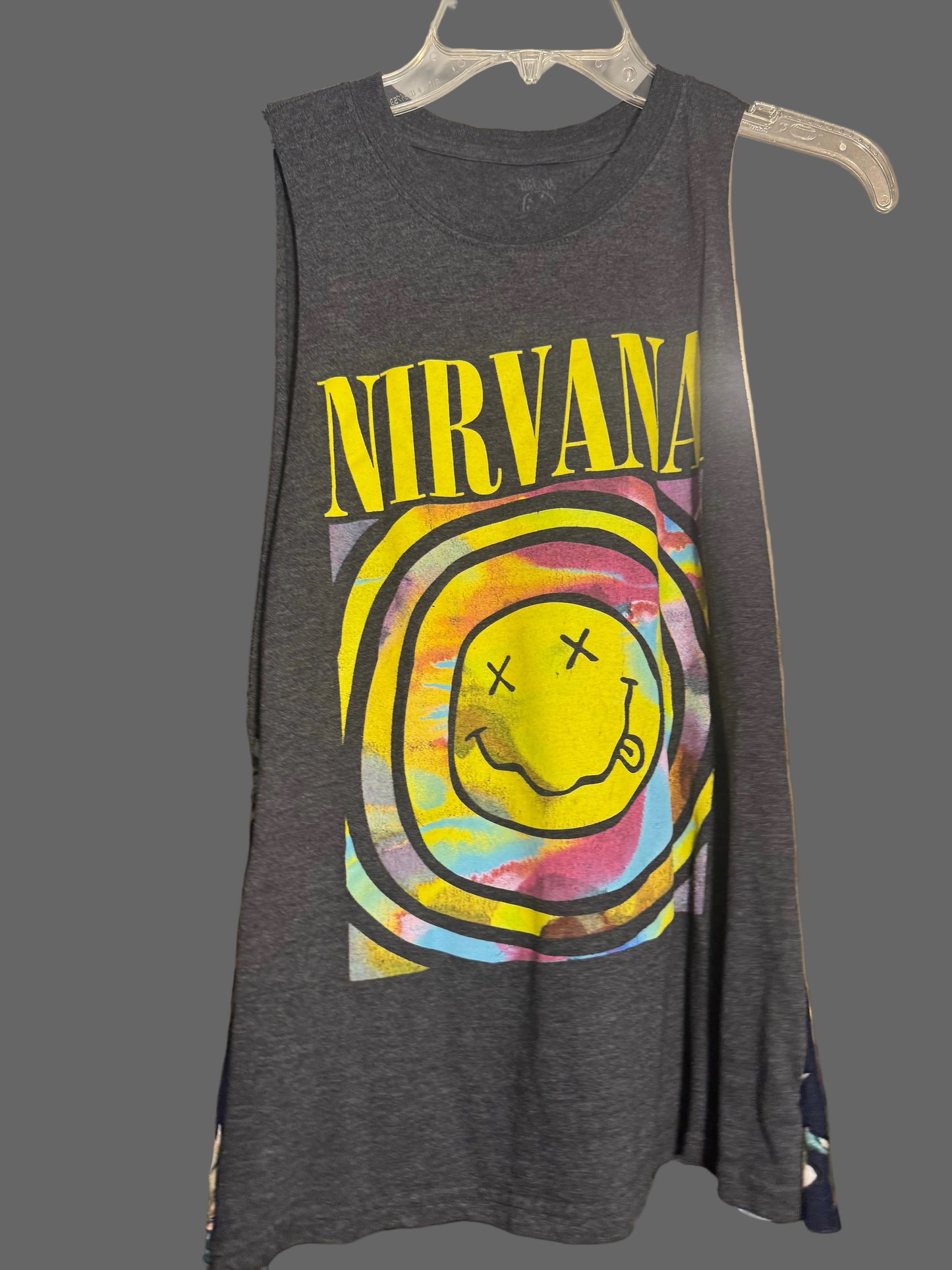Upcycled Nirvana Side Panel Tank | Handmade Floral Band Top | Women’s S/M