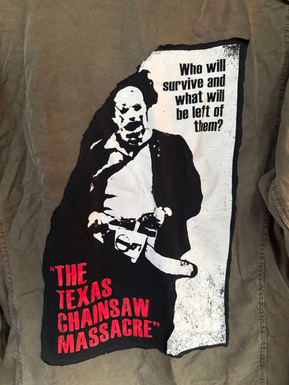 Texas Chainsaw Massacre Upcycled Utility Shirt – One-of-a-Kind – M