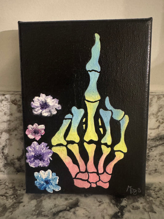 Pastel Skeleton Hand with Flowers
