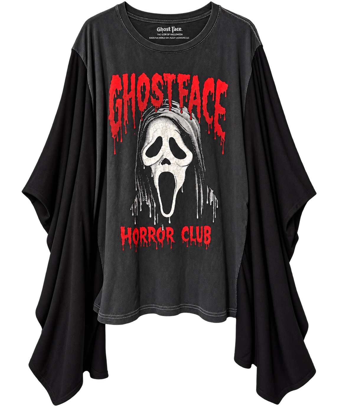 Ghostface Horror Club Upcycled Draped Sleeve Tee – Size M