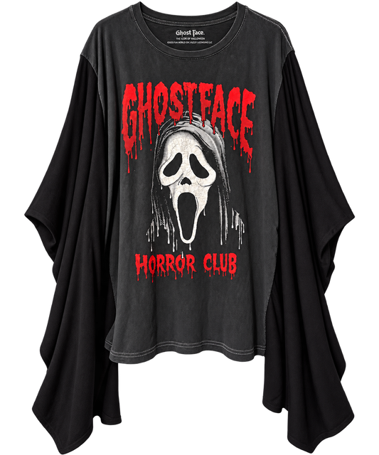 Ghostface Horror Club Upcycled Draped Sleeve Tee – Size M