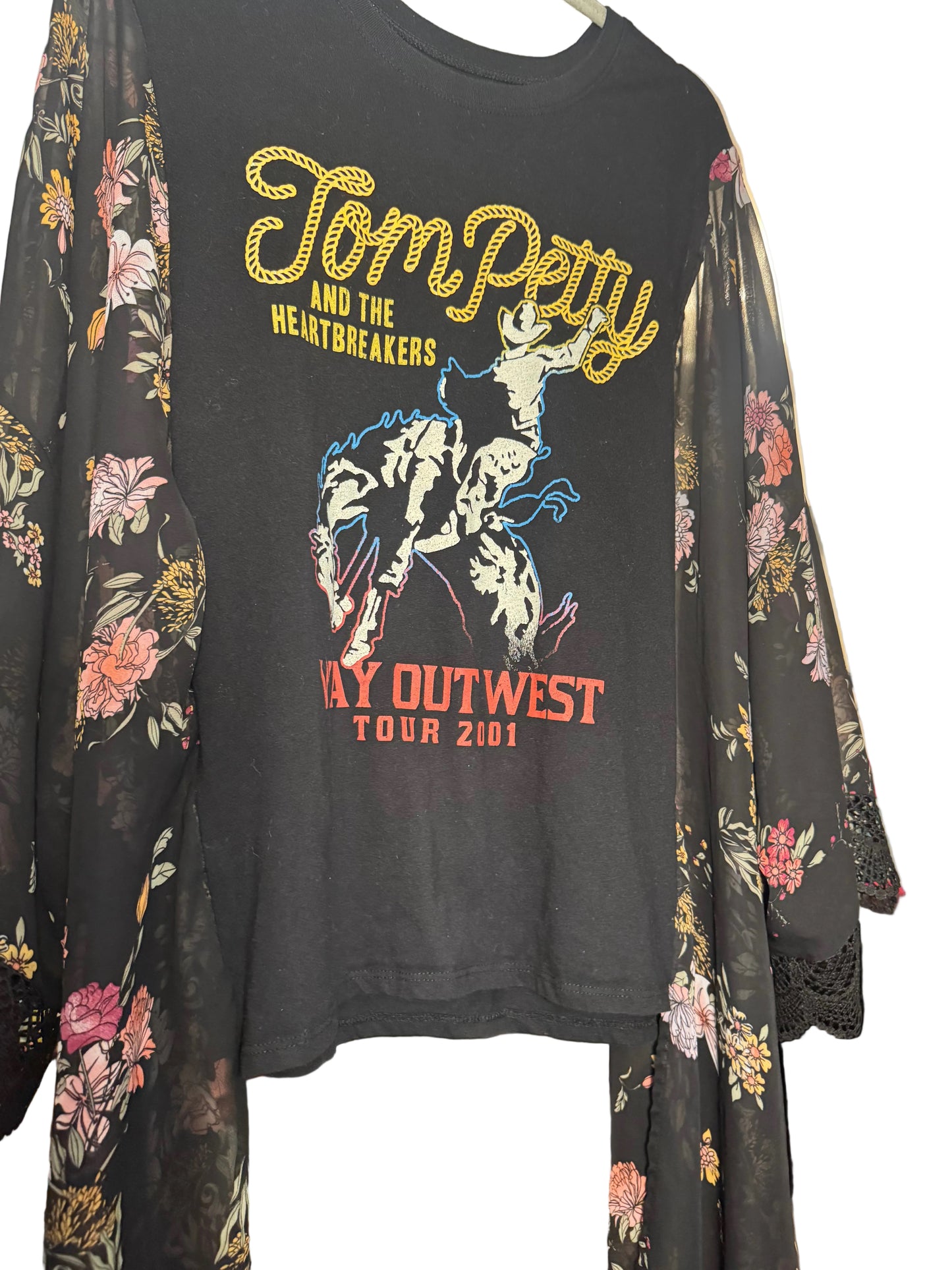 Tom Petty Upcycled Floral Boho Top
