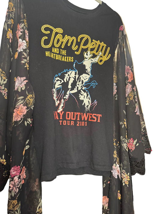 Tom Petty Upcycled Floral Boho Top