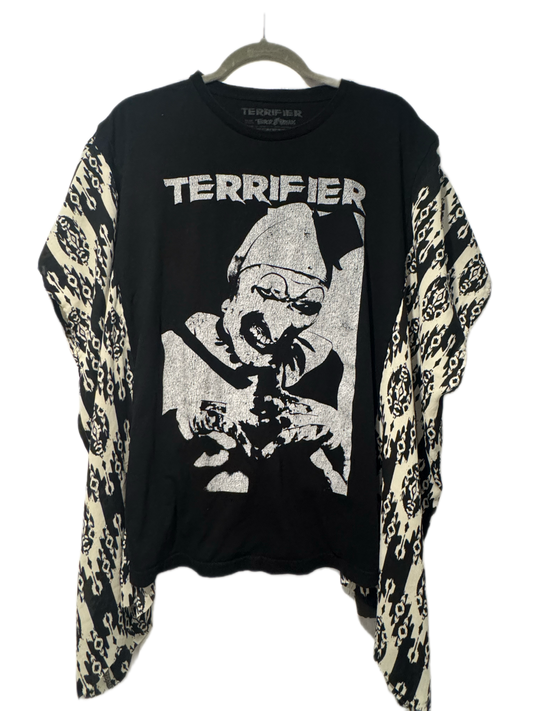 Upcycled Terrifier Art the Clown Flowy Sleeve Top – Size L