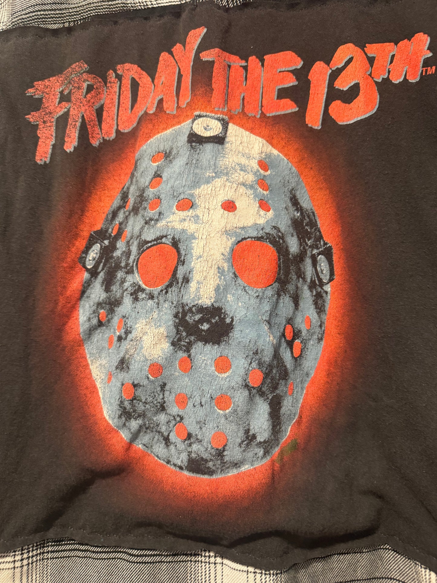 Upcycled Friday the 13th Jason Plaid Lace Flannel – Size L