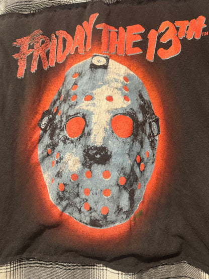 Upcycled Friday the 13th Jason Plaid Lace Flannel – Size L