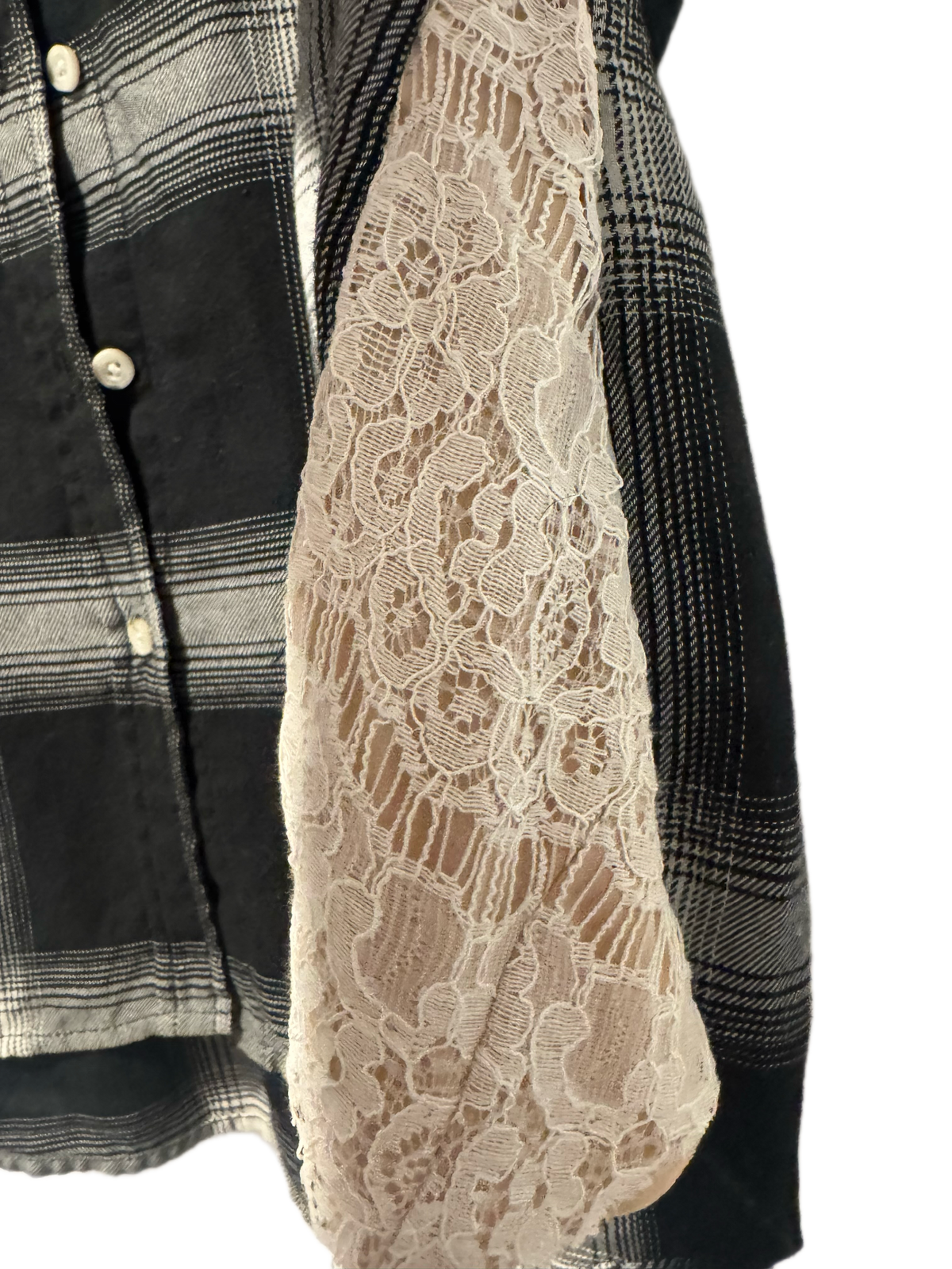 Upcycled Friday the 13th Jason Plaid Lace Flannel – Size L