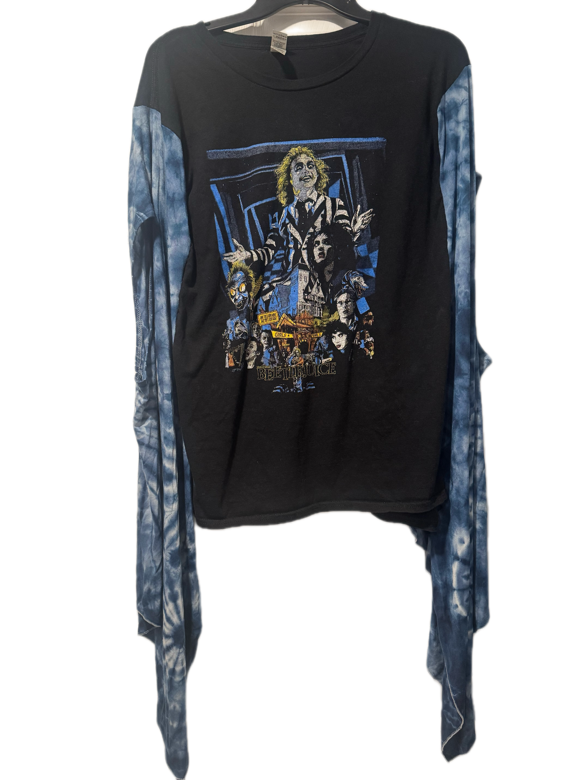 Upcycled Beetlejuice Tie-Dye Draped Sleeve Top – Size L