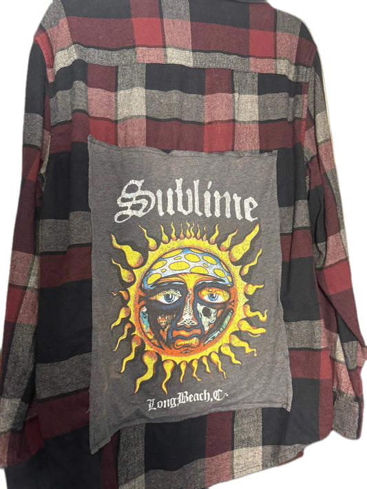 Sublime Upcycled Flannel | One-of-a-Kind Band Overshirt | XL