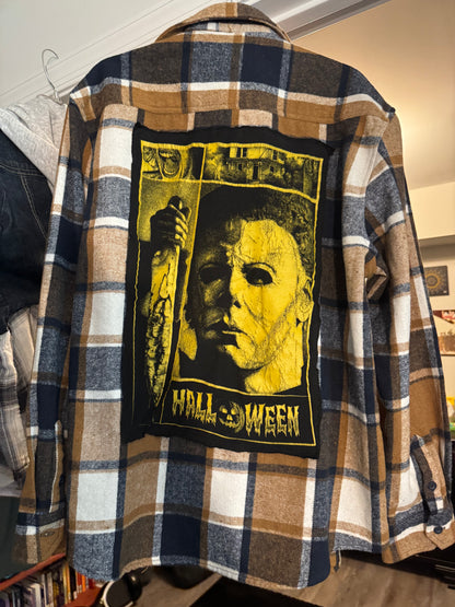 One-of-a-Kind Upcycled Halloween Horror Flannel – XL